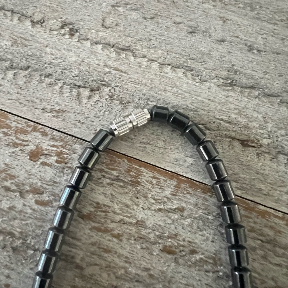 Vintage Rainbow Hematite Stick Dangle Pendant Necklace - Picture 5 of 8